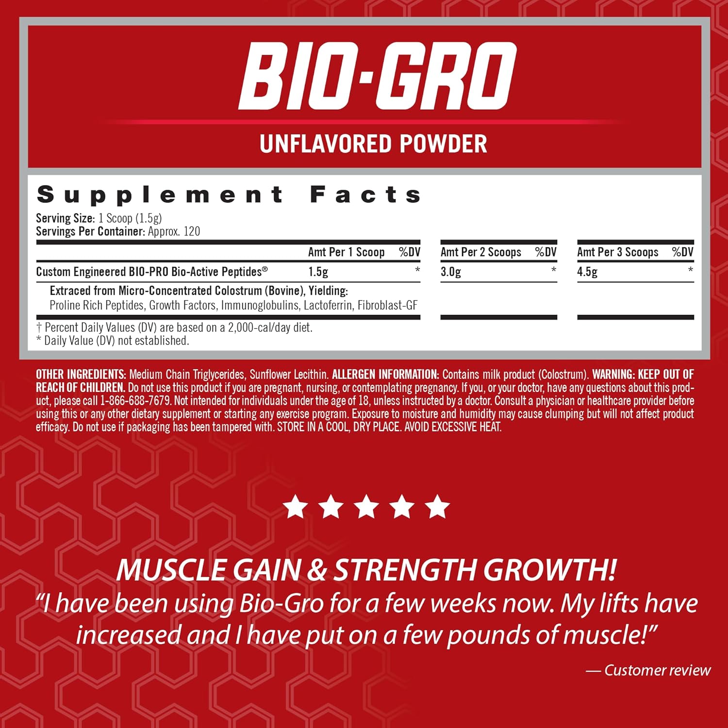 iSatori BIO-GRO Muscle Recovery & Growth Supplement with Bio-Active Peptides - 120 Servings