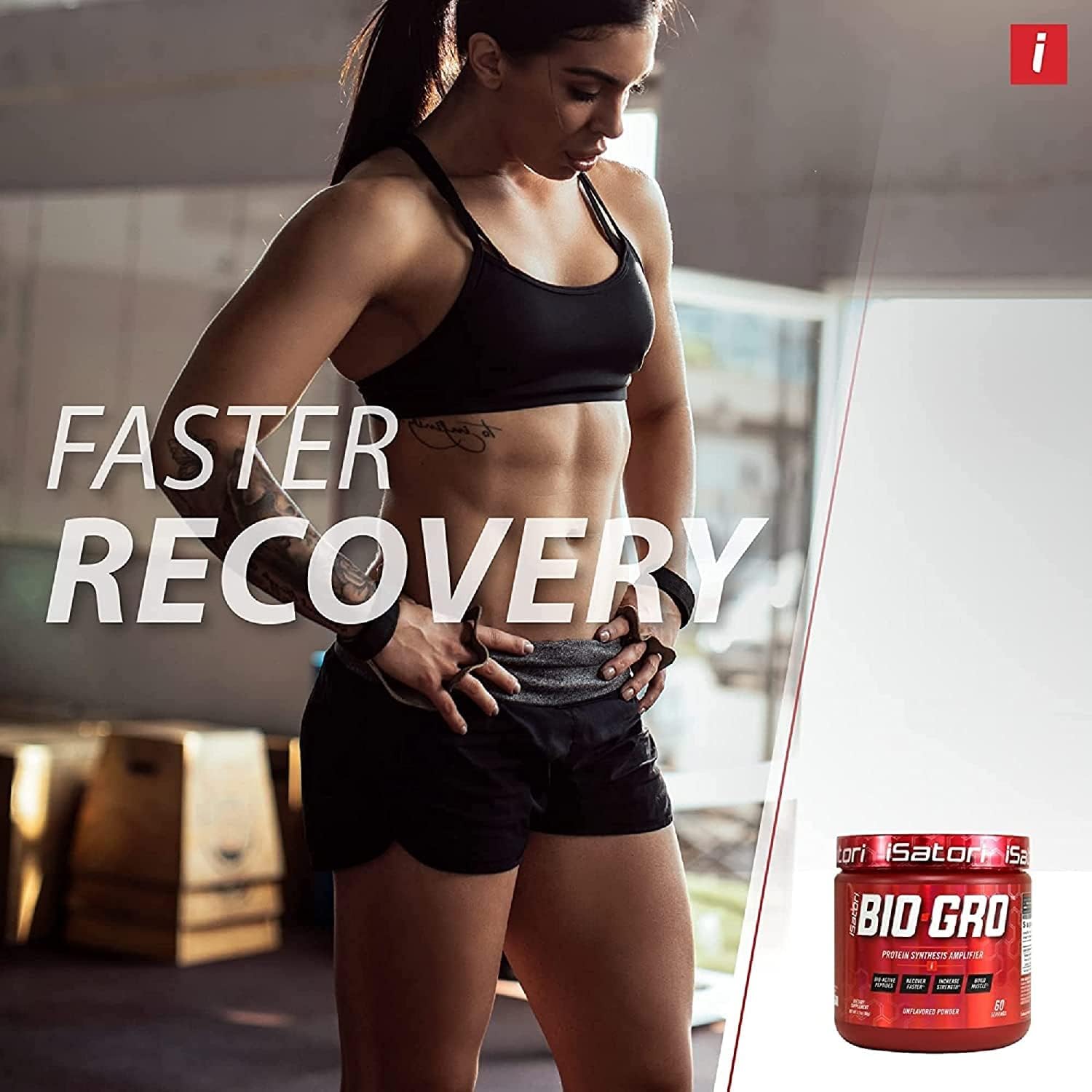 iSatori BIO-GRO Muscle Recovery & Growth Supplement with Bio-Active Peptides - 120 Servings