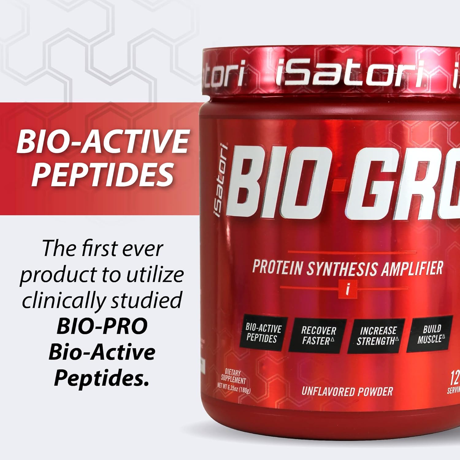 iSatori BIO-GRO Muscle Recovery & Growth Supplement with Bio-Active Peptides - 120 Servings