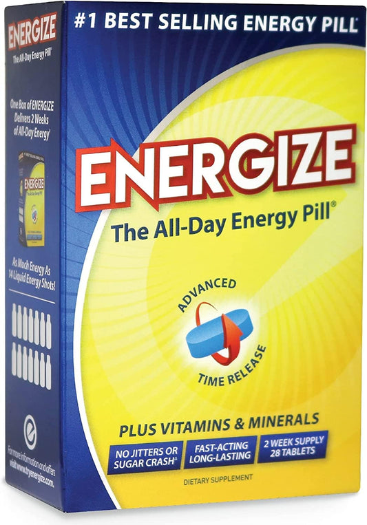 iSatori Energize Caffeine Pills - Fast-Acting Energy Supplement for Improved Focus and Performance - 28 Time-Released Tablets for All-Day Energy and Clarity