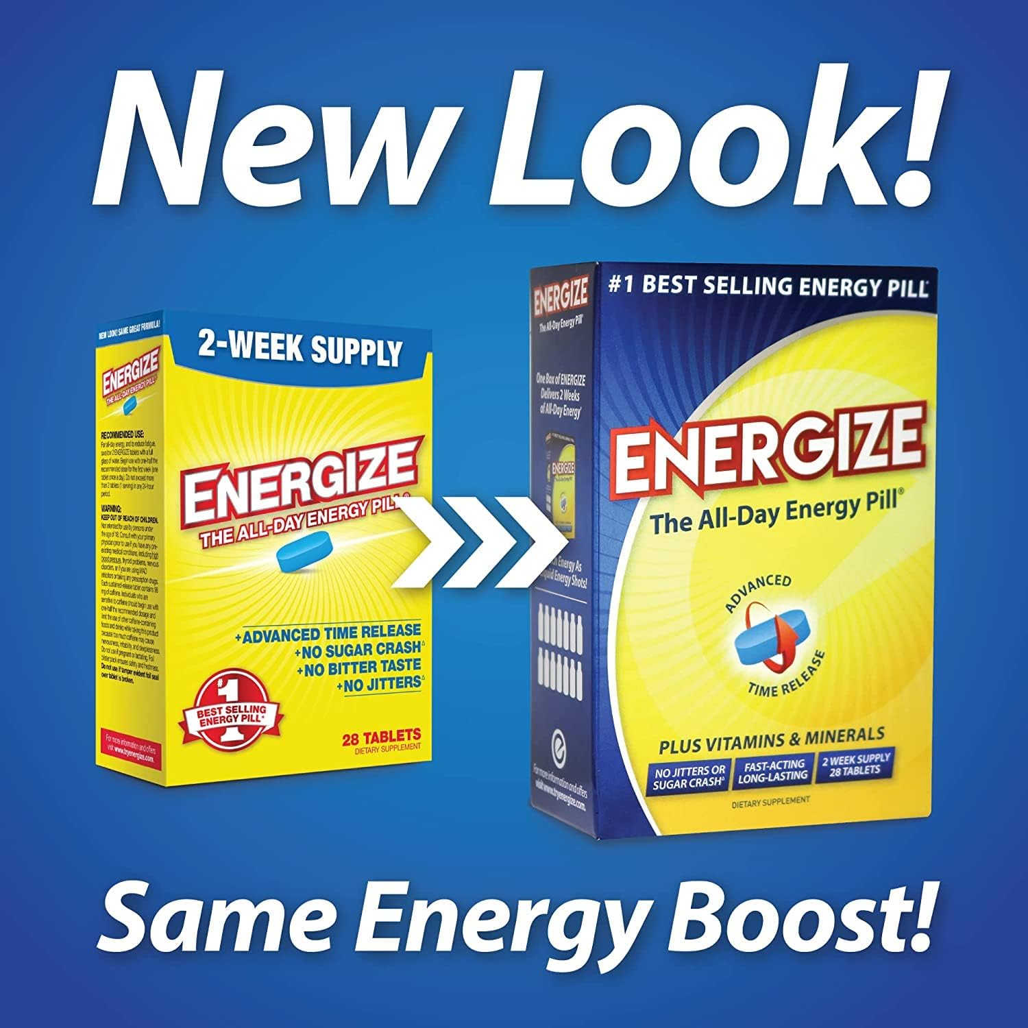 iSatori Energize Caffeine Pills - Fast-Acting Energy Supplement for Improved Focus and Performance - 28 Time-Released Tablets for All-Day Energy and Clarity
