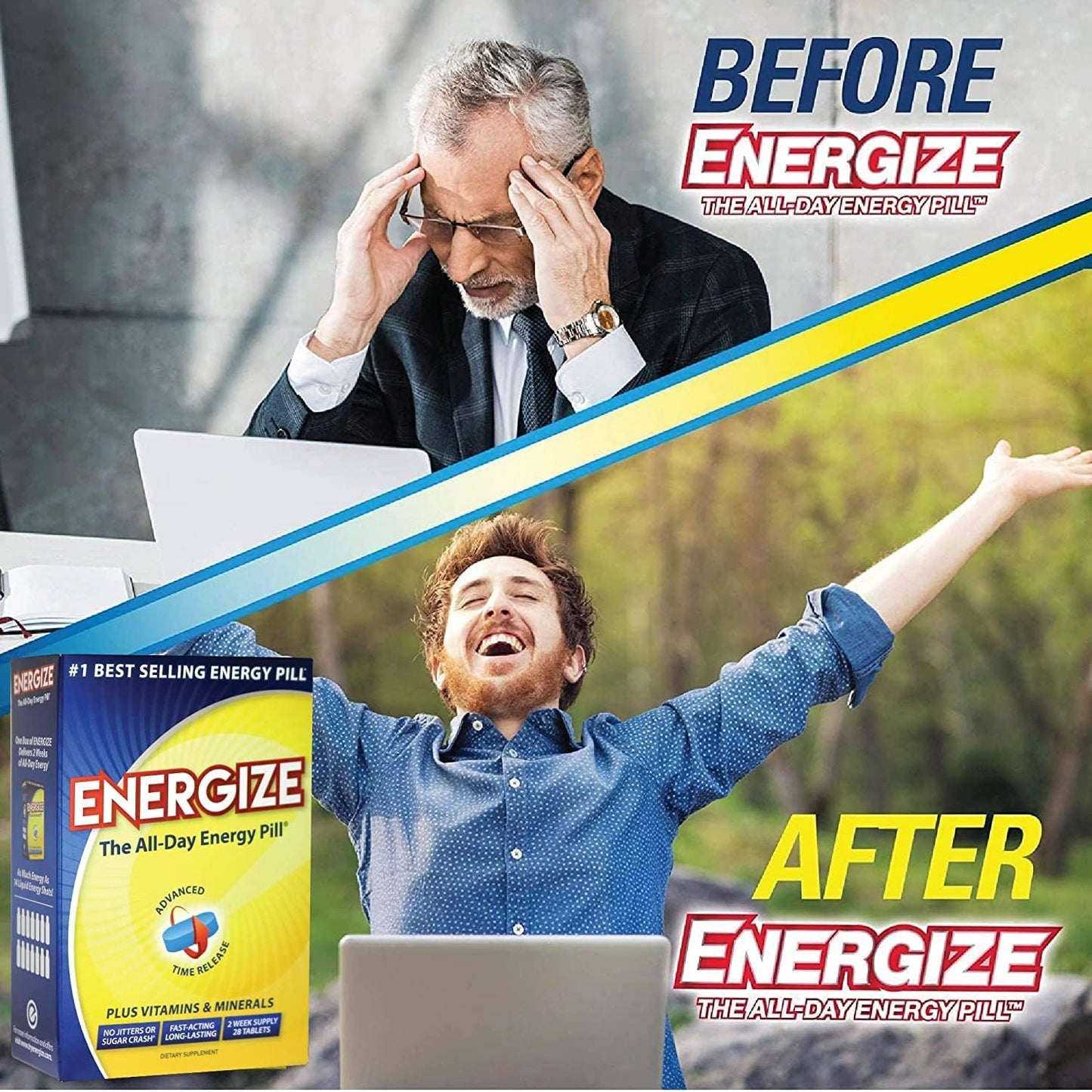 iSatori Energize Caffeine Pills - Fast-Acting Energy Supplement for Improved Focus and Performance - 28 Time-Released Tablets for All-Day Energy and Clarity