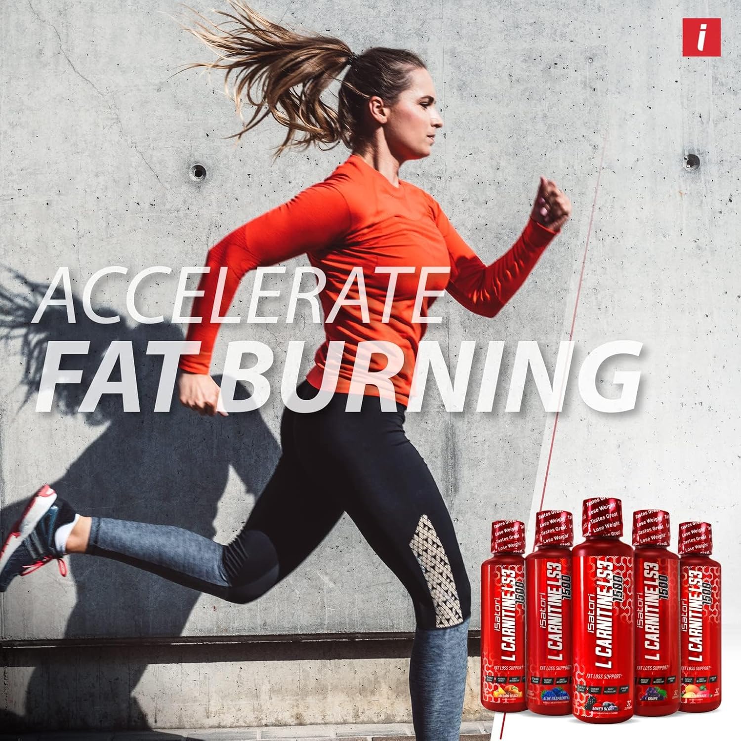 iSatori L-Carnitine LS3 1500 Liquid Supplement - Acetyl L-Carnitine, L-Tartrate, Stimulant-Free Pre Workout - Grape Flavor, Keto-Friendly - 32 Servings