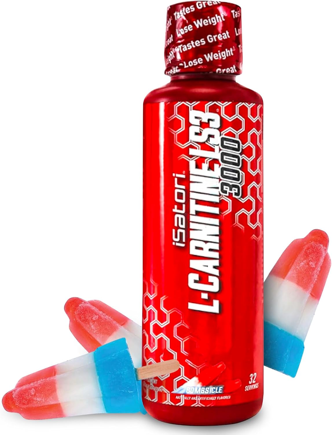 iSatori L-Carnitine LS3 3000 Liquid Supplement - Acetyl L-Carnitine, L-Tartrate, Stimulant-Free Pre-Workout, Keto-Friendly, Bombsicle Flavor - 32 Servings