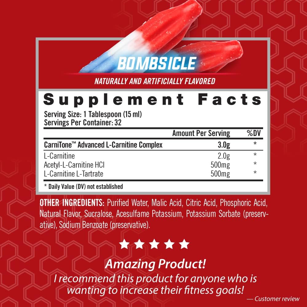 iSatori L-Carnitine LS3 3000 Liquid Supplement - Acetyl L-Carnitine, L-Tartrate, Stimulant-Free Pre-Workout, Keto-Friendly, Bombsicle Flavor - 32 Servings