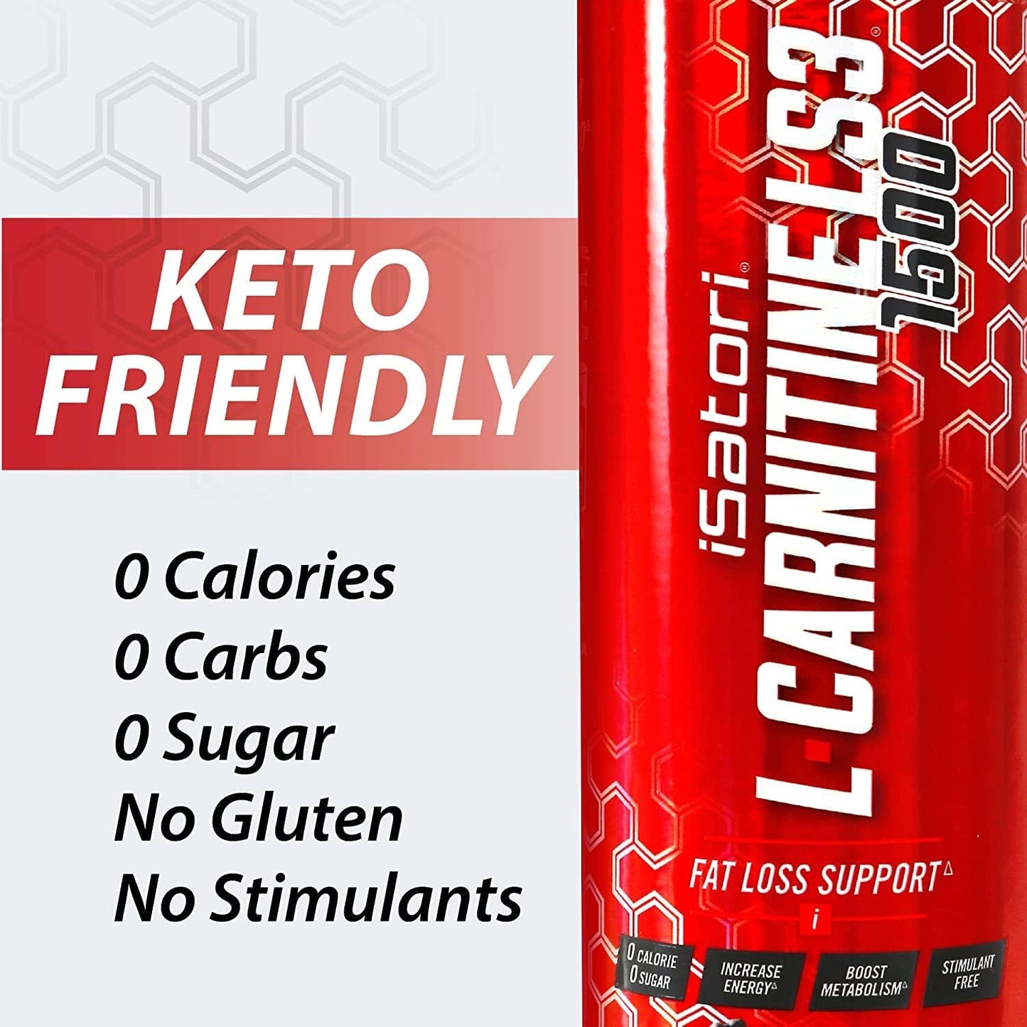 iSatori L-Carnitine LS3 3000 Liquid Supplement - Acetyl L-Carnitine, L-Tartrate, Stimulant-Free Pre-Workout, Keto-Friendly, Bombsicle Flavor - 32 Servings