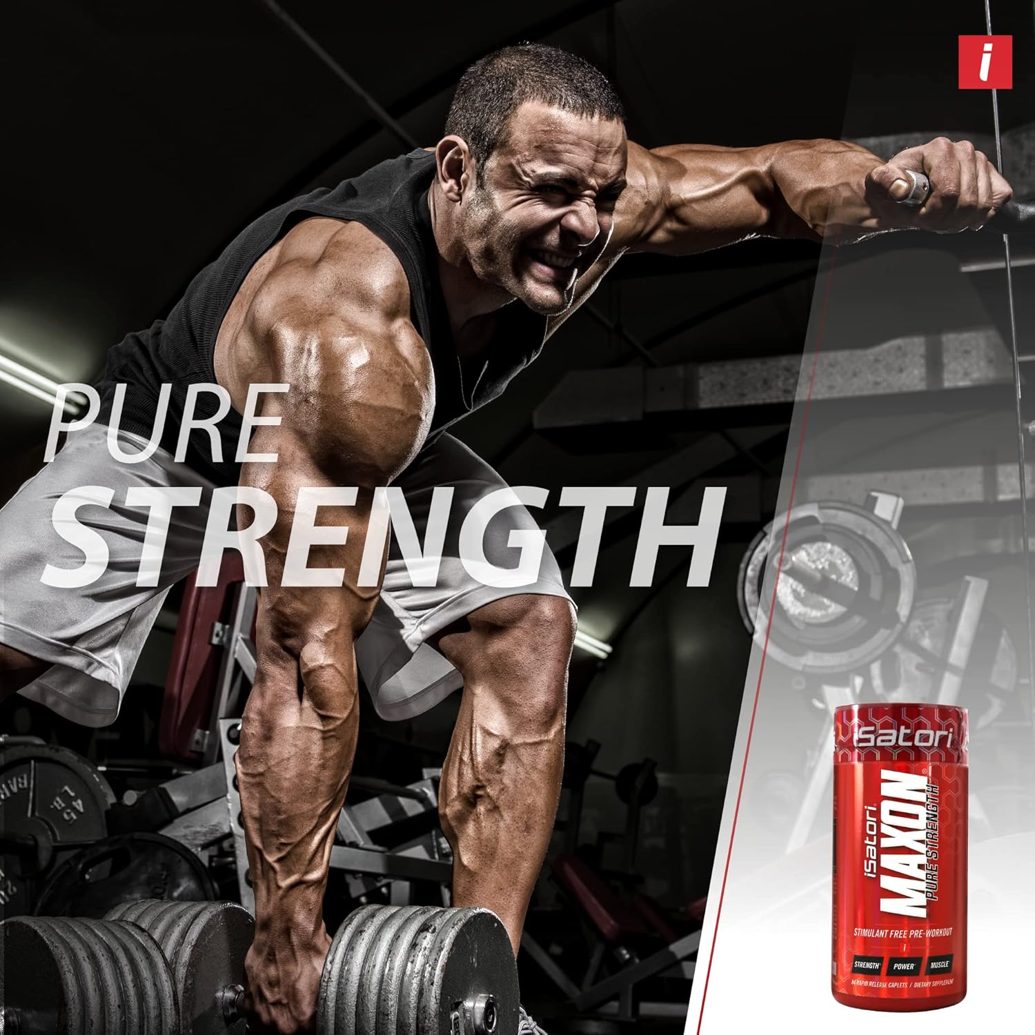 iSatori Maxon Stimulant-Free Pre-Workout Tablets, Pure Strength & Performance Formula with Kre-Alkalyn Creatine, Fenugreek, Agmapure & elevATP, Caffeine-Free for Men, 84 Tablets