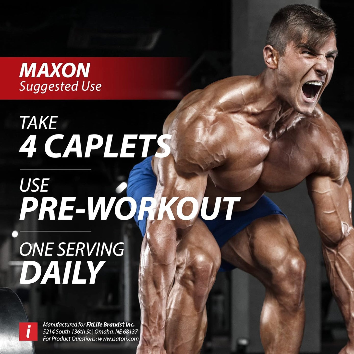 iSatori Maxon Stimulant-Free Pre-Workout Tablets, Pure Strength & Performance Formula with Kre-Alkalyn Creatine, Fenugreek, Agmapure & elevATP, Caffeine-Free for Men, 84 Tablets