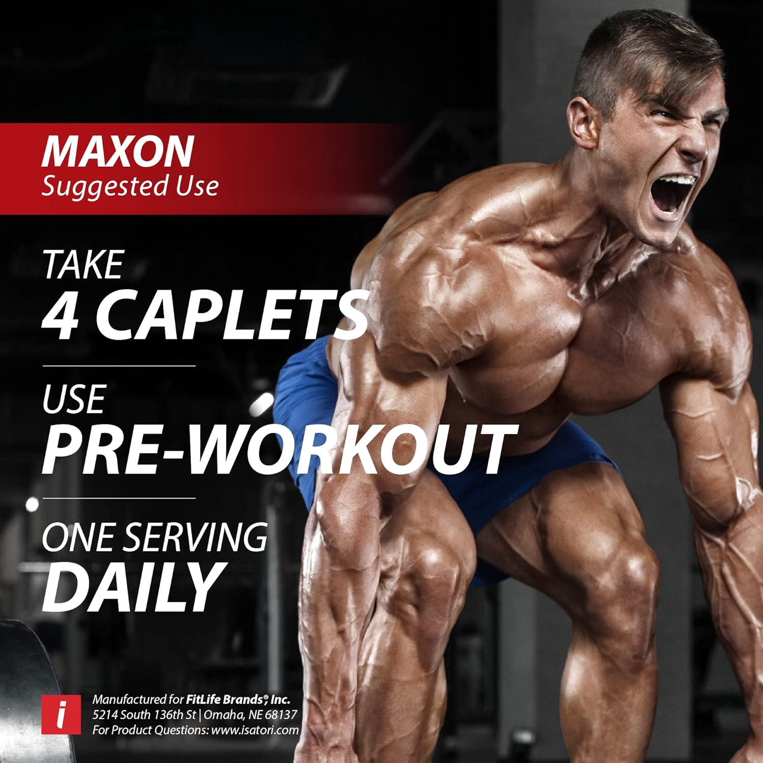 iSatori Maxon Stimulant-Free Pre-Workout Tablets, Pure Strength & Performance Formula with Kre-Alkalyn Creatine, Fenugreek, Agmapure & elevATP, Caffeine-Free for Men, 84 Tablets