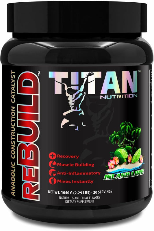 Island Lime Titan Nutrition Rebuild: Post-Workout Recovery Fuel with Cluster Dextrin, Creatine, and BCAA's for Optimal Results (20 Servings)