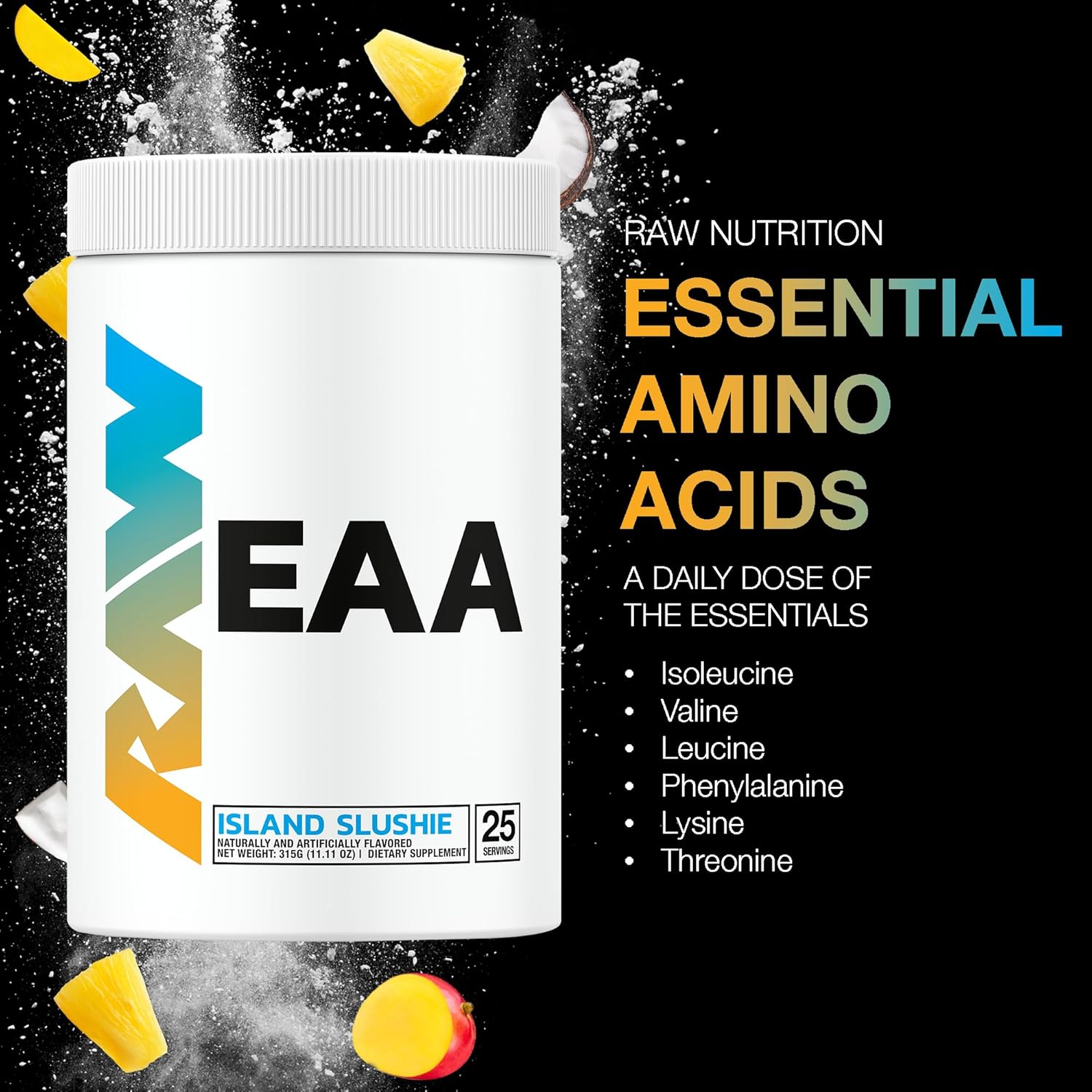 Island Slushie EAA Amino Acids Powder - 25 Servings, Pre Workout Energy for Strength & Recovery - BCAA Supplement for Lean Muscle Growth