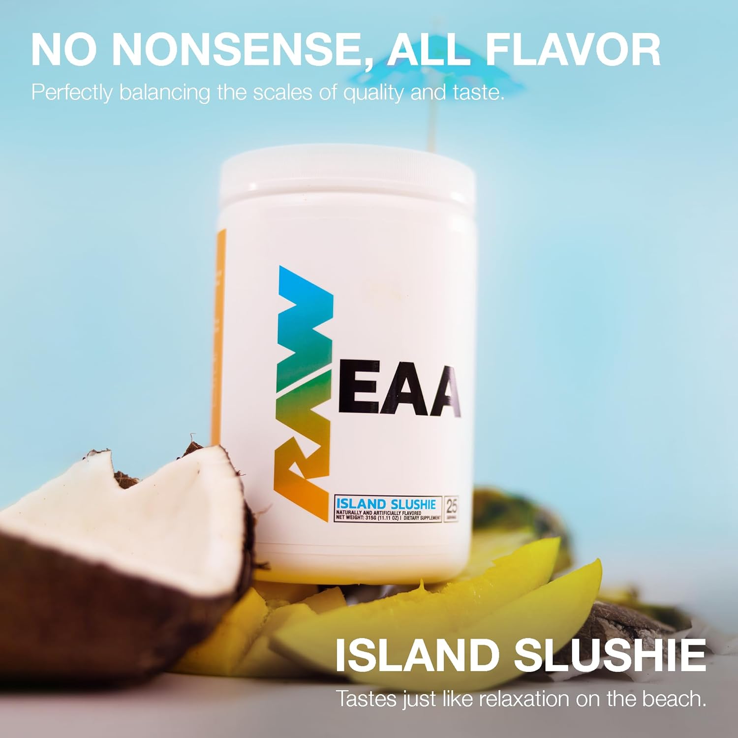 Island Slushie EAA Amino Acids Powder - 25 Servings, Pre Workout Energy for Strength & Recovery - BCAA Supplement for Lean Muscle Growth