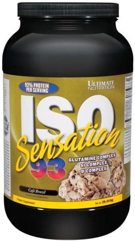 ISO Sensation 93 Whey Protein Isolate Powder - Cafe Brazil Flavor - Enhanced Recovery, Immunity, and Gut Health - 2lbs