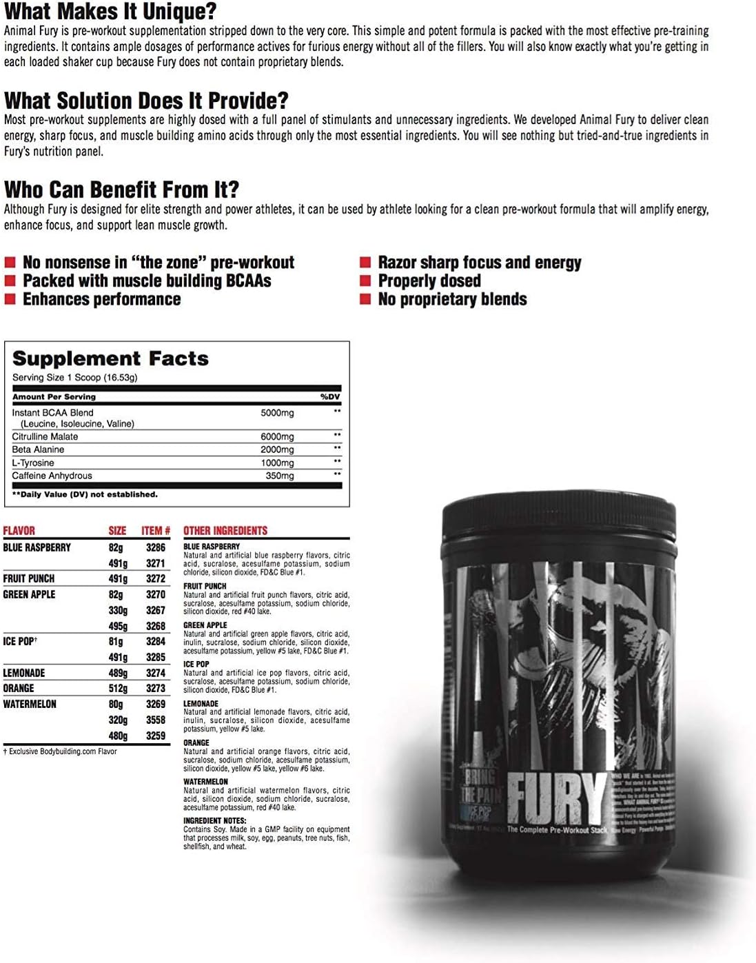 Isolate Loaded Animal Whey Protein Powder for Post Workout Recovery with Fury Pre Workout Supplement for Energy and Focus