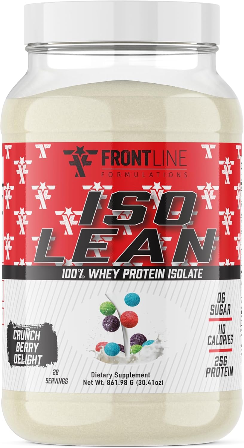 Isolean Crunch Berry Delight: Fast-Absorbing 100% Whey Protein Isolate with Low Sugar for Maximum Recovery (28 Servings)