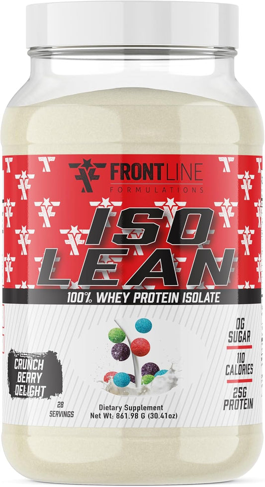 Isolean Crunch Berry Delight: Fast-Absorbing 100% Whey Protein Isolate with Low Sugar for Maximum Recovery (28 Servings)