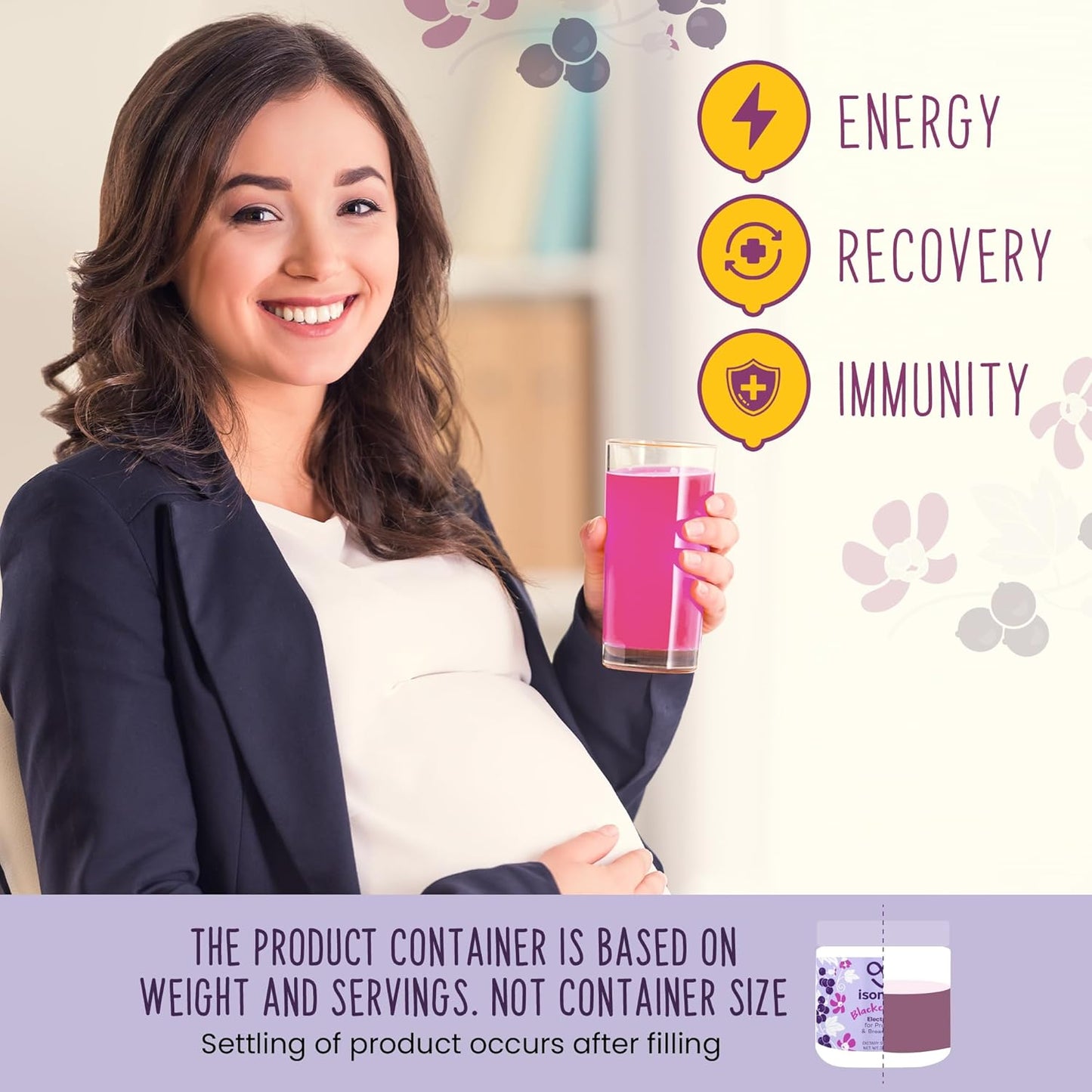 ISOMUM Mom Electrolyte Powder: Hydration & Energy Drink for Pregnancy & Breastfeeding - Essential Vitamins & Minerals - Prenatal & Postpartum Safe - 30 Servings