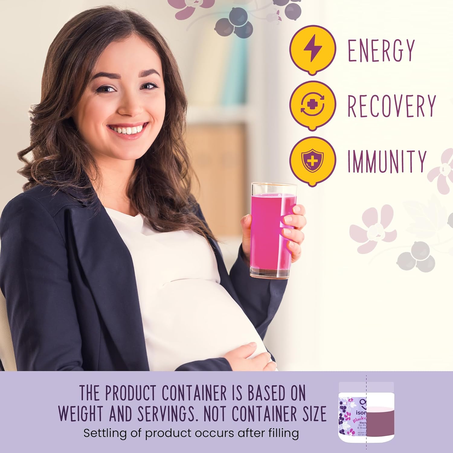 ISOMUM Mom Electrolyte Powder: Hydration & Energy Drink for Pregnancy & Breastfeeding - Essential Vitamins & Minerals - Prenatal & Postpartum Safe - 30 Servings