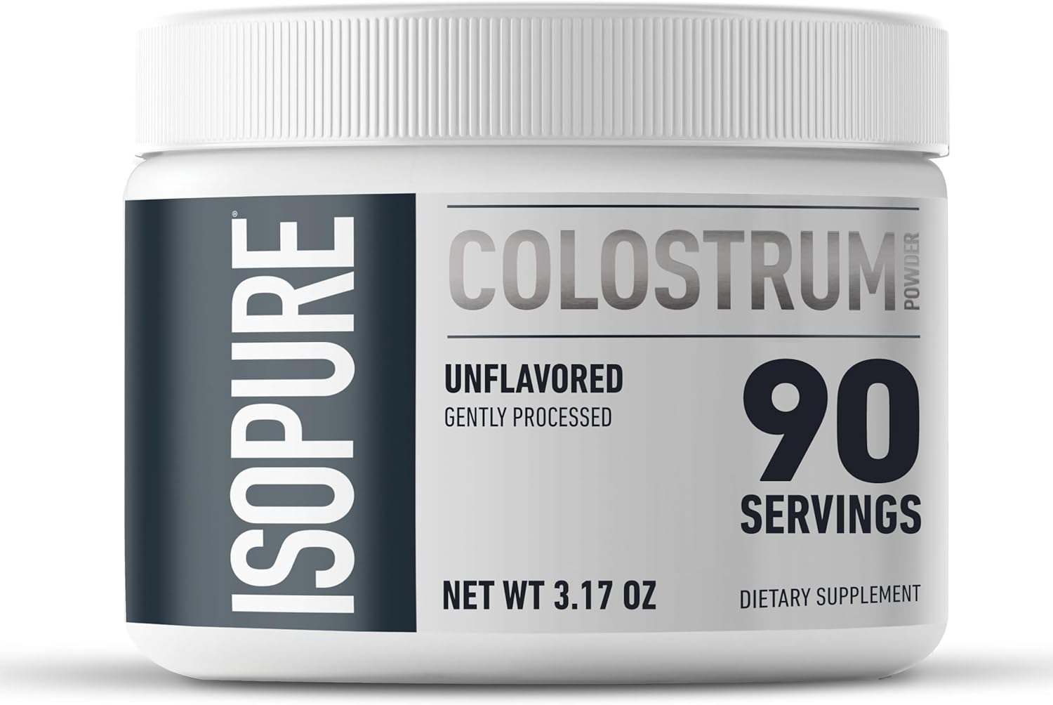 Isopure Bundle: Bovine Colostrum & Collagen Peptides Powder with Vitamin C & Biotin - 90 Servings & 14 Servings, Unflavored