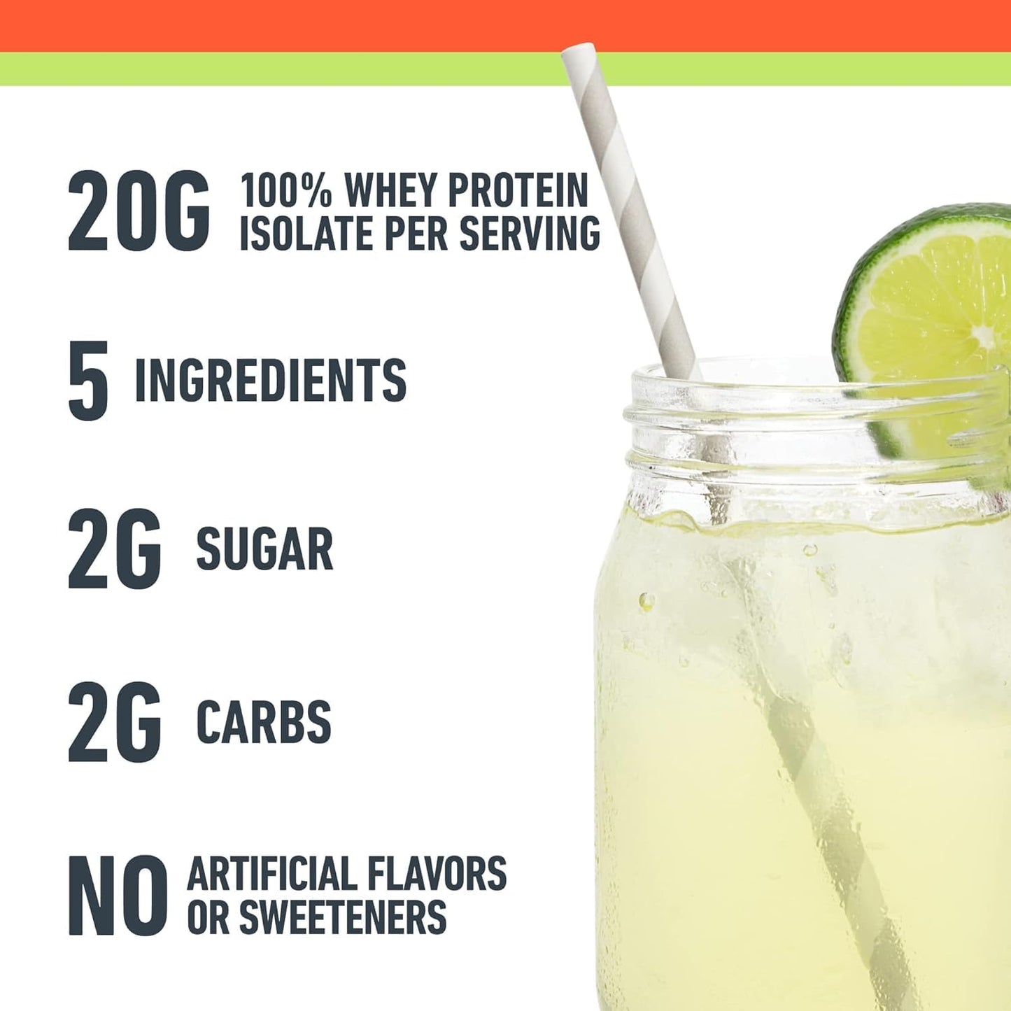 Isopure Clear Whey Isolate Protein Powder - Mango Lime Flavor, 20g Protein, 14.1 Oz Canister, Gluten & Lactose Free, 16 Servings