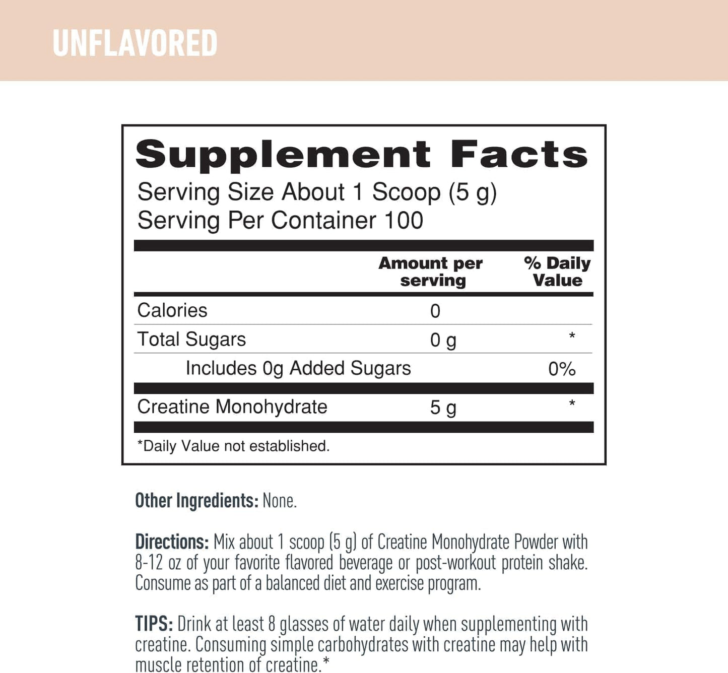 Isopure Creatine Monohydrate Powder - 100% Pure, Sugar Free, Unflavored - 5g per Serving - 1.1 Lbs, 100 Servings