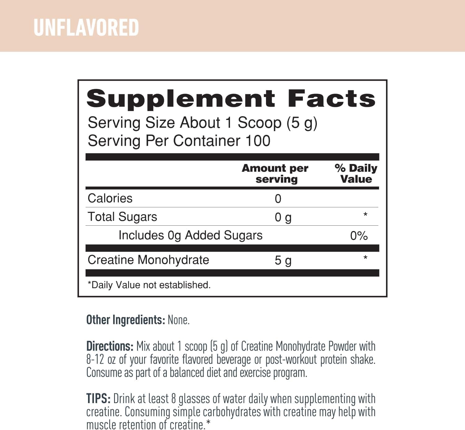 Isopure Creatine Monohydrate Powder - 100% Pure, Sugar Free, Unflavored - 5g per Serving - 1.1 Lbs, 100 Servings