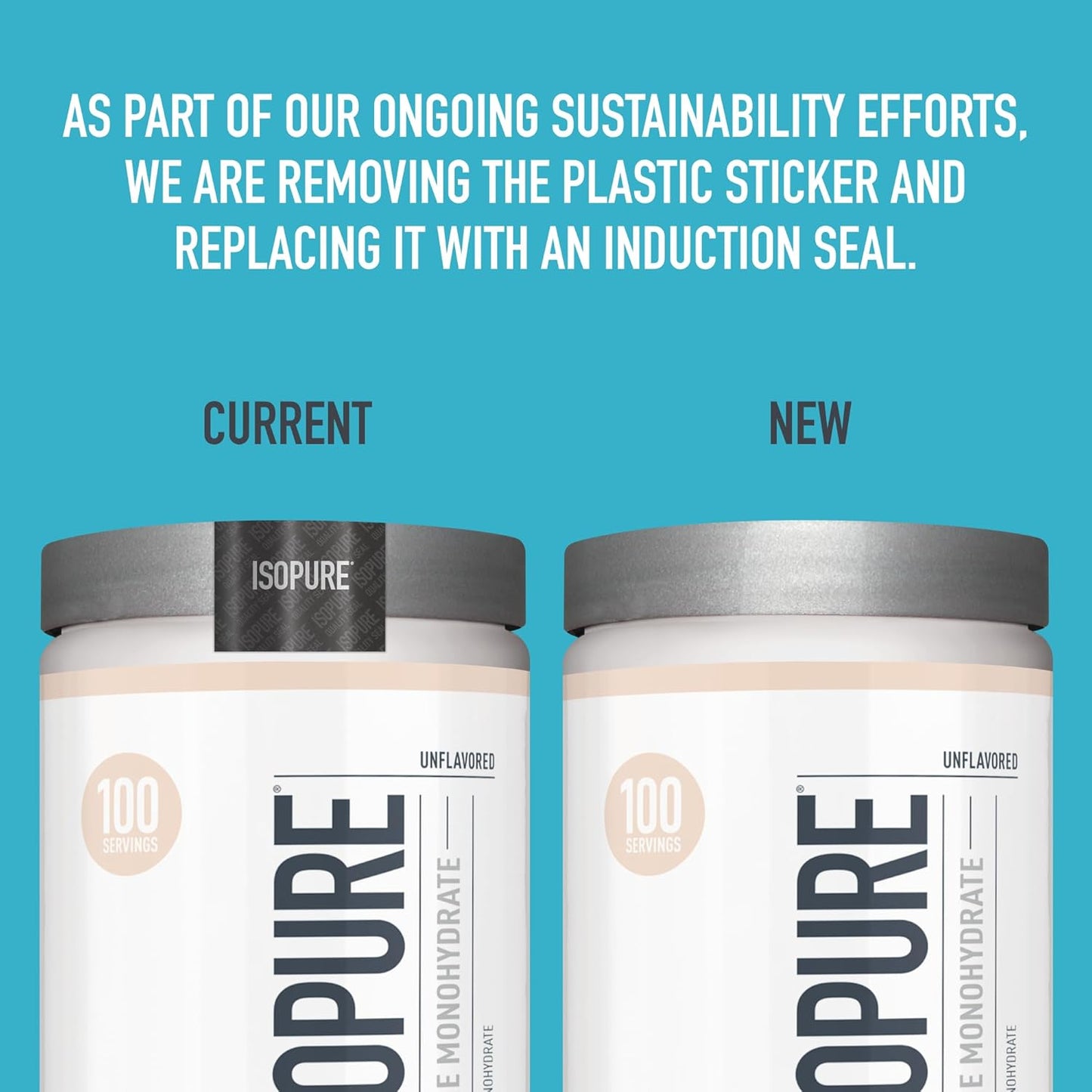 Isopure Creatine Monohydrate Powder - 100% Pure, Sugar Free, Unflavored - 5g per Serving - 1.1 Lbs, 100 Servings