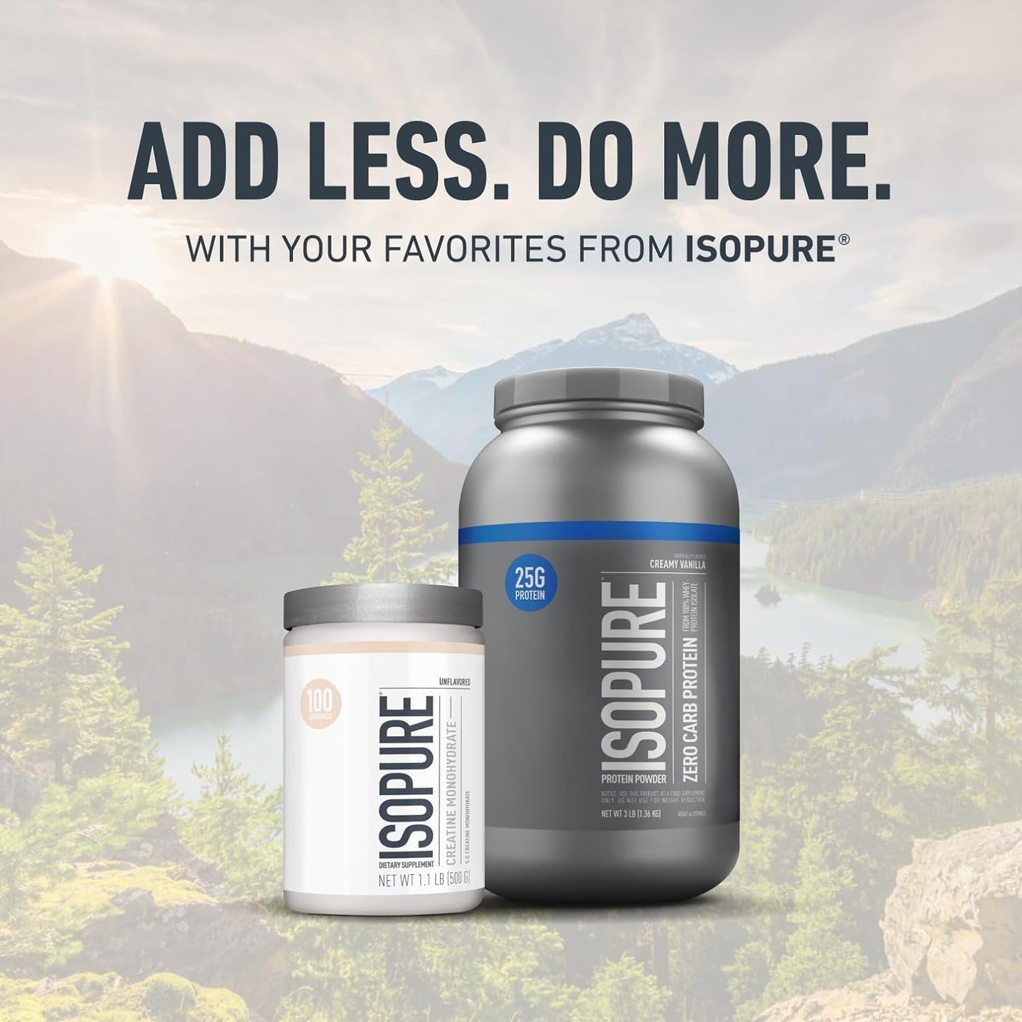 Isopure Creatine Monohydrate Powder - 100% Pure, Sugar Free, Unflavored - 5g per Serving - 1.1 Lbs, 100 Servings