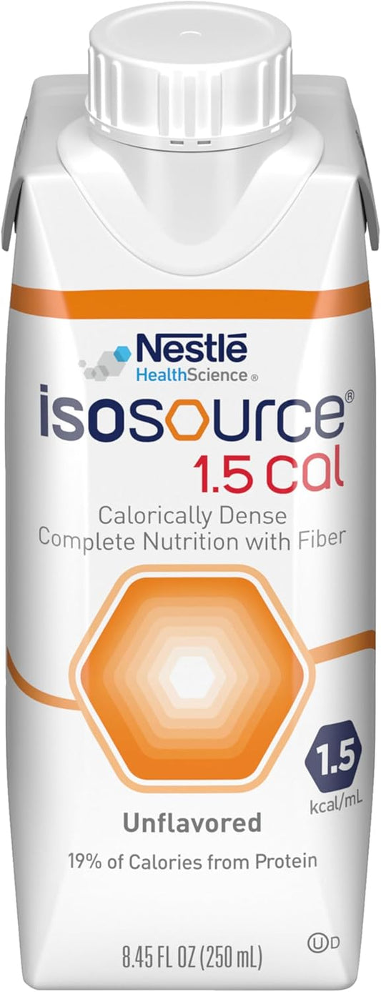 Isosource Complete Nutrition 1.5 Calorie Dense Liquid Meal Replacement, Unflavored, 8.45 fl oz - Pack of 24