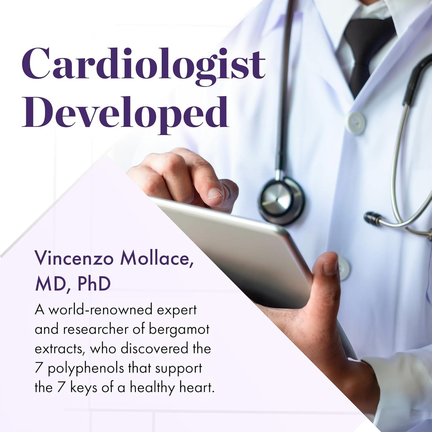 Italian Citrus Bergamot 1000mg Supplement Developed by Cardiologist, Supports Heart Health & Cholesterol Levels, High Potency with 7 Polyphenols, 30-Day Supply