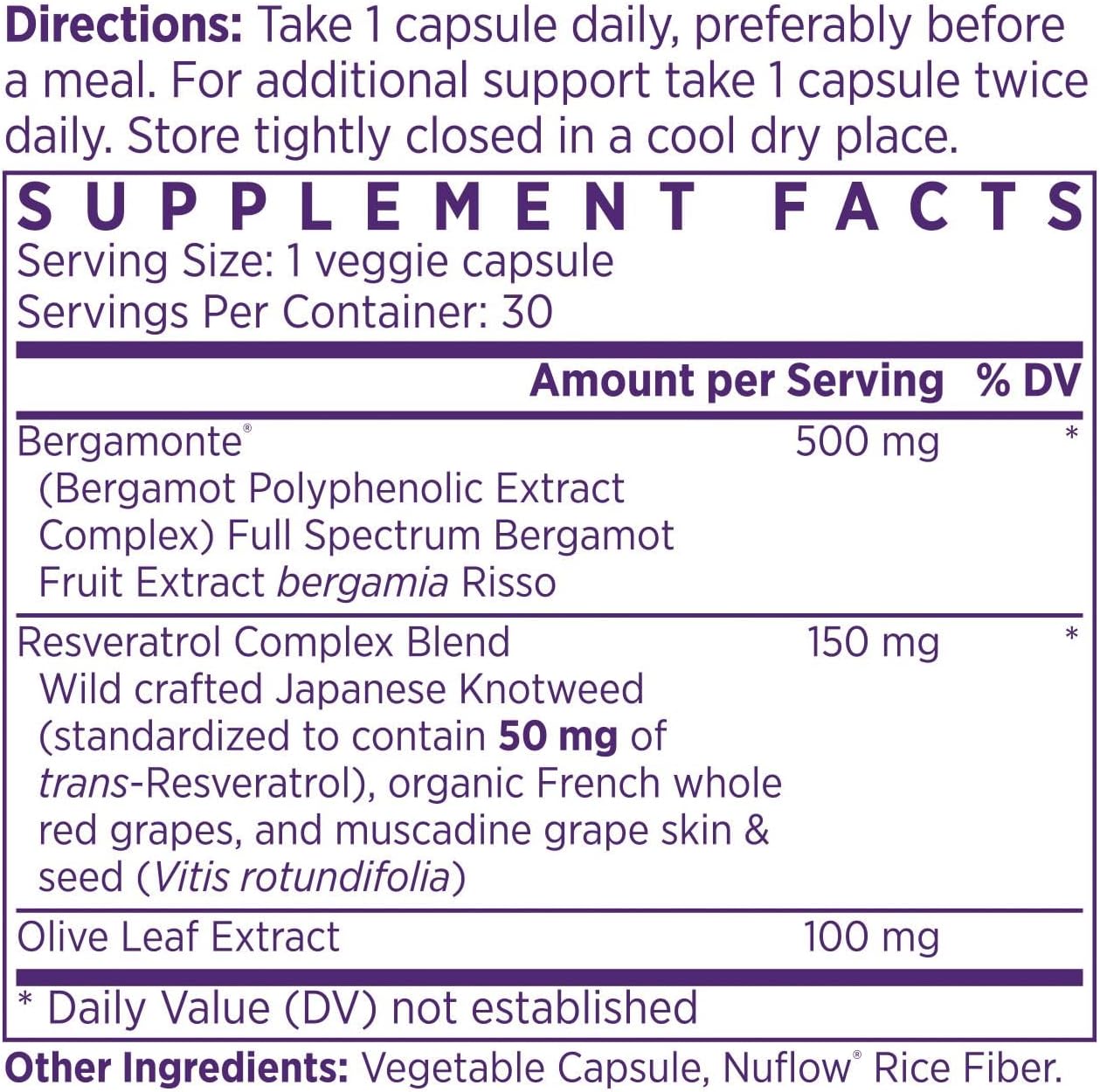 Italian Citrus Bergamot & Resveratrol Supplement for Healthy Cholesterol & Cellular Function, Developed by Cardiologist, 30-Day Supply