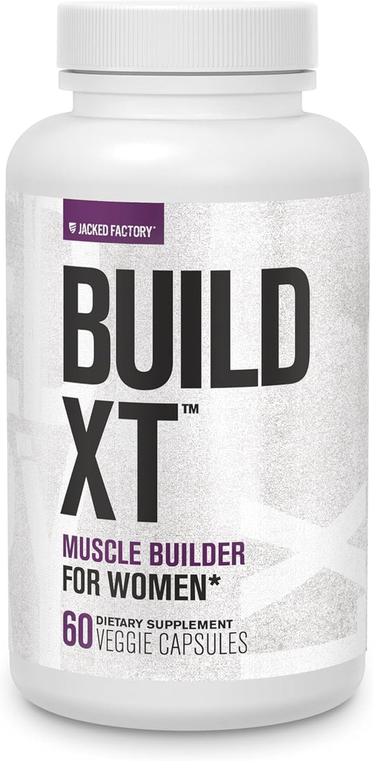 Jacked Factory Build-XT for Women with VitaCherry, ElevATP, & Senactiv - Muscle Growth Supplement for Women - 60 Count