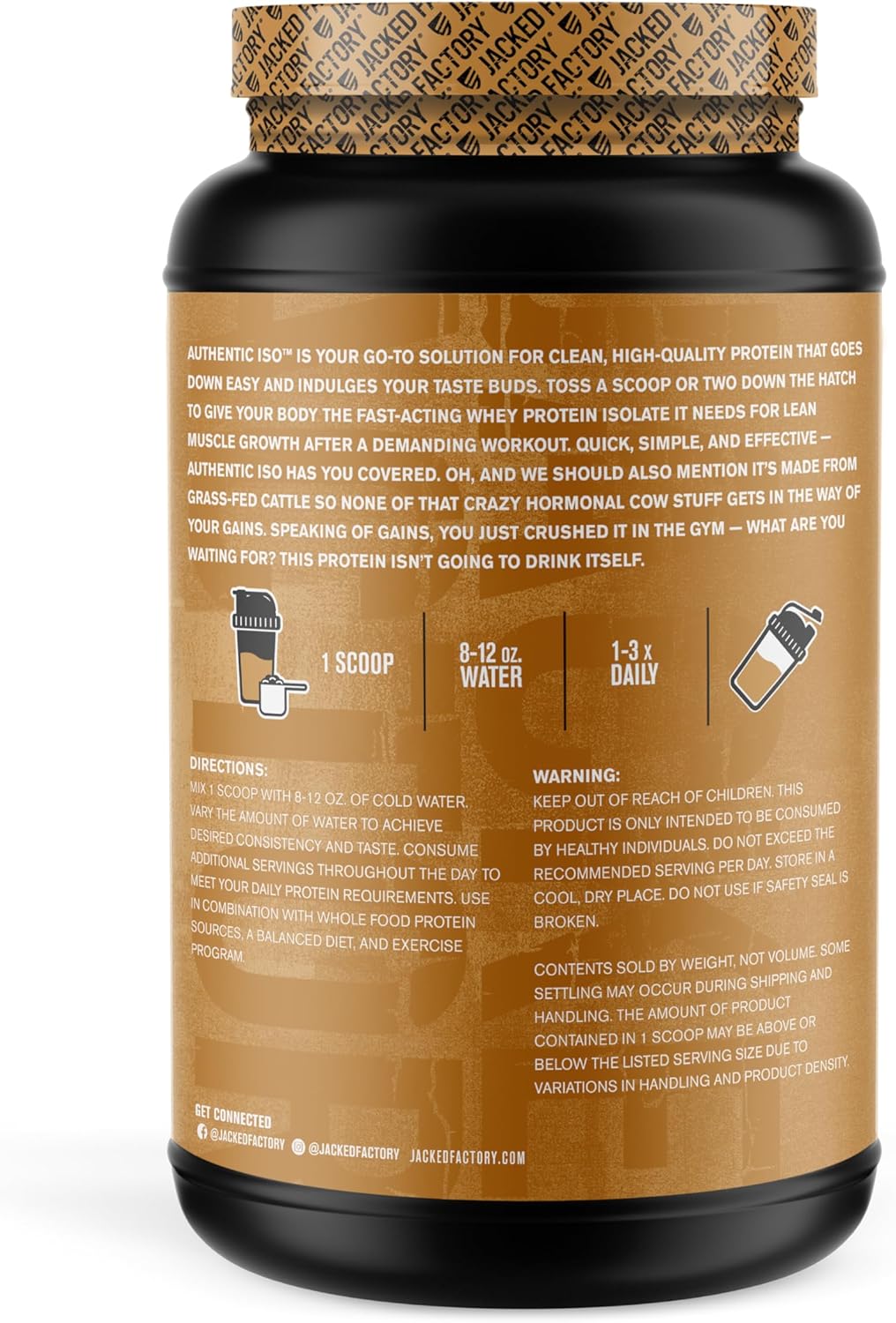 Jacked Factory Grass Fed Whey Protein Isolate Powder - Chocolate Peanut Butter Flavor, Low Carb, Non-GMO, Muscle Building Protein for Post Workout Recovery - 2LB, 30 Servings