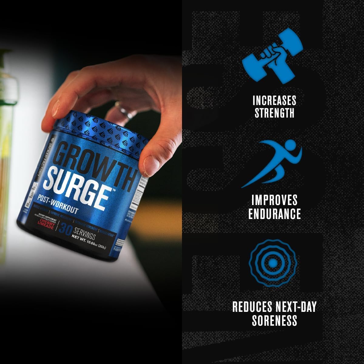 Jacked Factory Growth Surge Creatine Post Workout Powder with L-Carnitine - Muscle Builder & Recovery Formula - Unflavored - 10.68oz