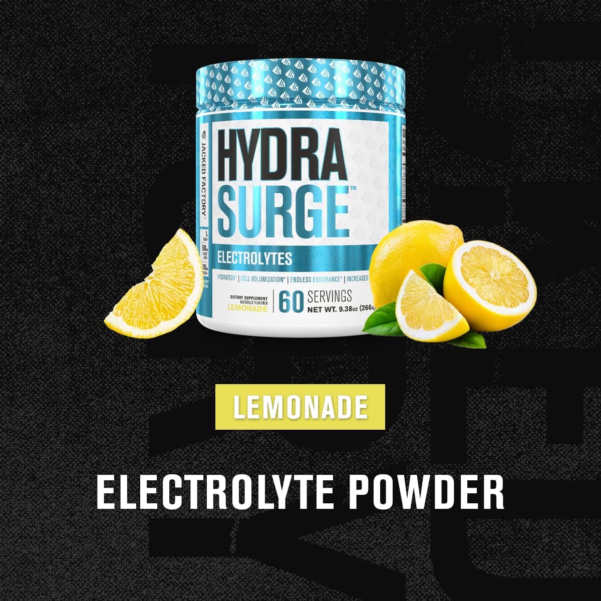 Jacked Factory HYDRASURGE Electrolyte Powder - Hydration Supplement with Minerals, Himalayan Sea Salt, Coconut Water - Keto Friendly, Sugar Free Lemonade - 60 Servings