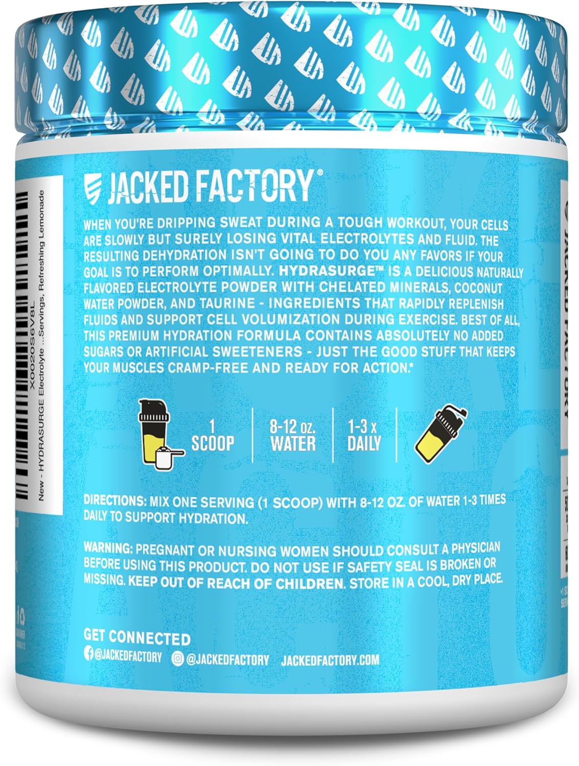Jacked Factory HYDRASURGE Electrolyte Powder - Hydration Supplement with Minerals, Himalayan Sea Salt, Coconut Water - Keto Friendly, Sugar Free Lemonade - 60 Servings