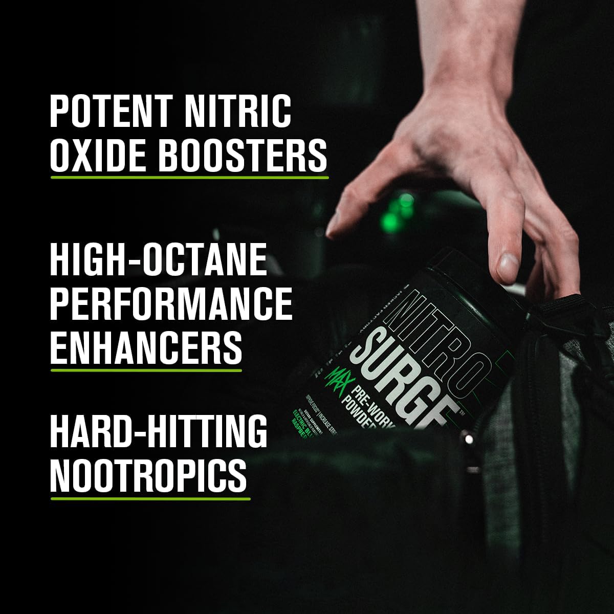 Jacked Factory Nitrosurge Max Pre-Workout Powder with Nootropic Ingredients - High Performance Formula for Focus, Energy, and Endurance - 40 Servings, Cherry Bomb Flavor