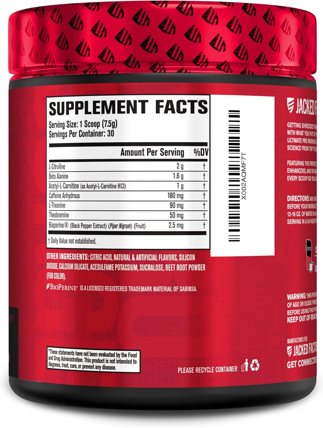 Jacked Factory NITROSURGE Shred & Creatine Monohydrate Combo Pack - Pre Workout Supplement & Powder (Fruit Punch & Unflavored, 30 Servings each)