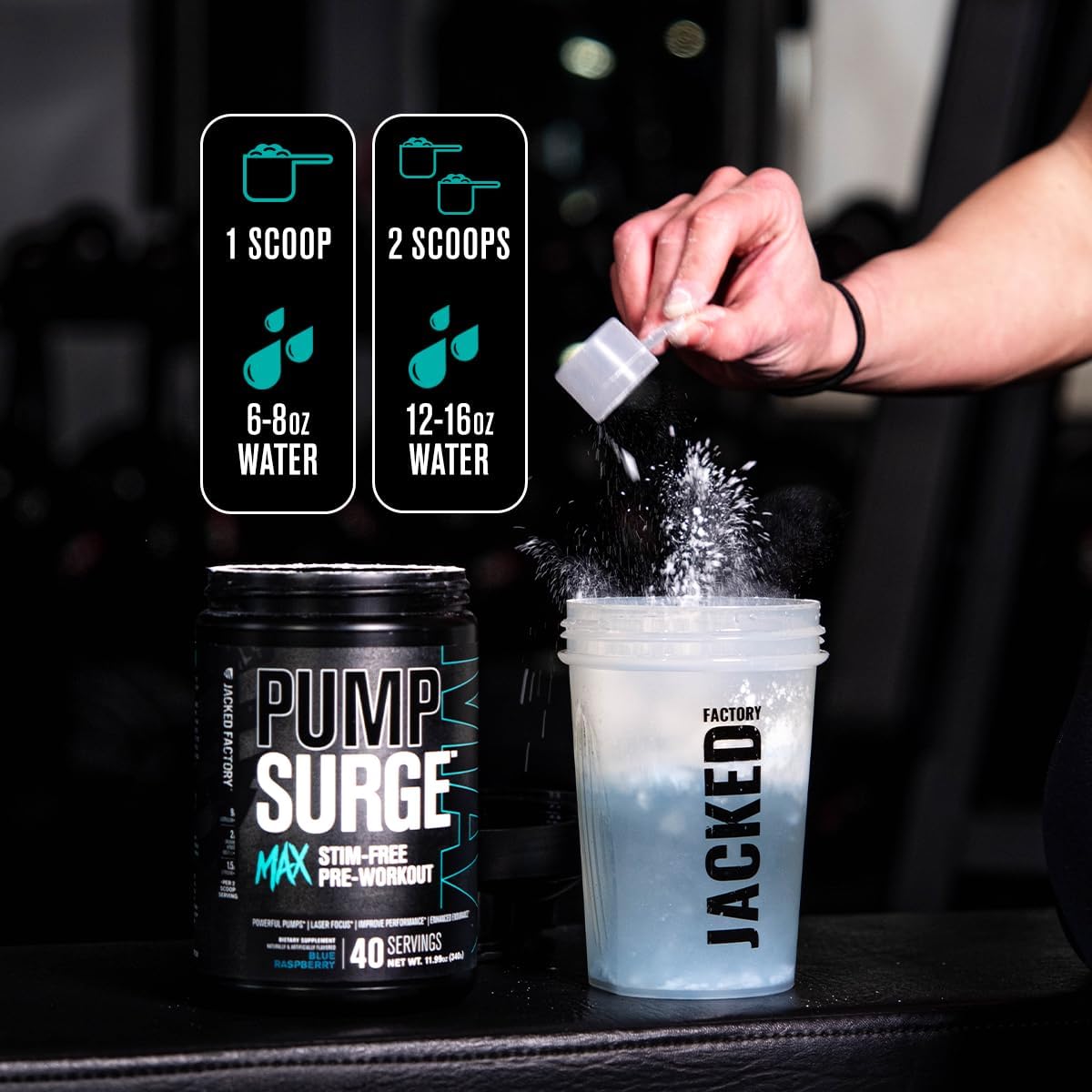 Jacked Factory Pumpsurge Max Stimulant-Free Pre Workout - Caffeine-Free Formula with L-Citrulline, N03-T Arginine Nitrate & Glutathione - 40 Servings, Cherry Limeade