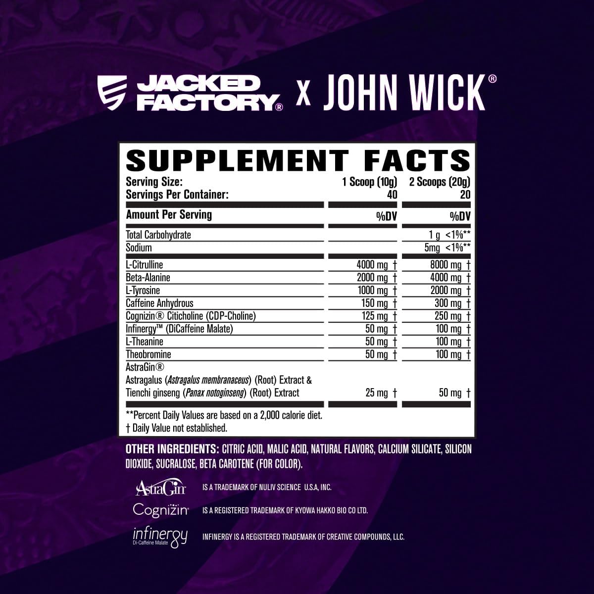 Jacked Factory X John Wick Wick Mode Pre Workout Powder - Tropical Sunrise Flavor - 40 Servings