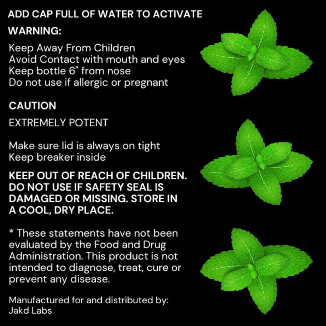 Jakd Labs Ammonia Smelling Salts for Athletic Performance & Powerlifting - Lab Tested Dry Activated Inhalant - Made in USA - Water Mint Scent
