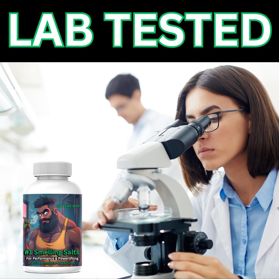 Jakd Labs Ammonia Smelling Salts for Athletic Performance & Powerlifting - Lab Tested Dry Activated Inhalant - Made in USA - Water Mint Scent