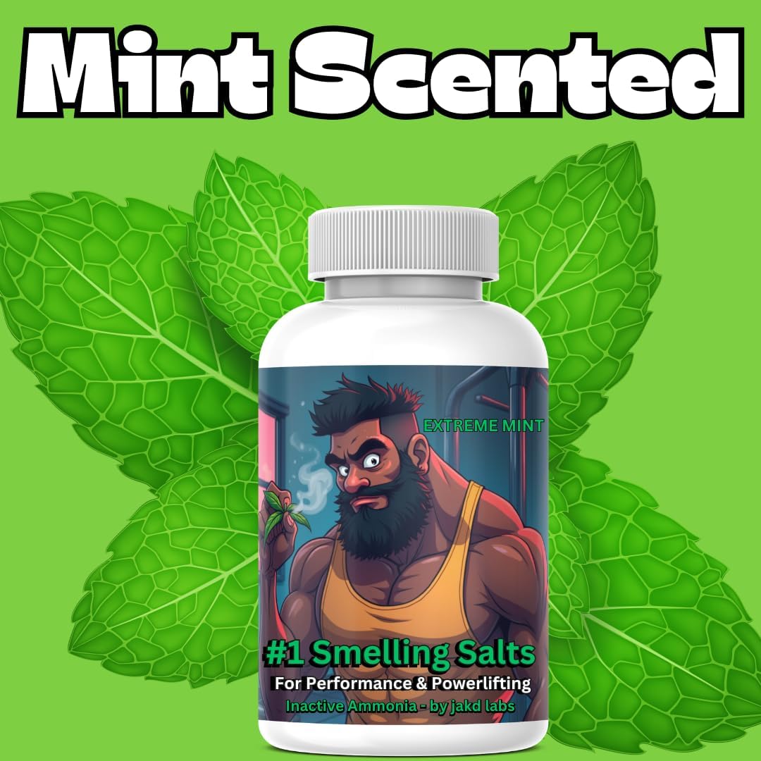Jakd Labs Ammonia Smelling Salts for Athletic Performance & Powerlifting - Lab Tested Dry Activated Inhalant - Made in USA - Water Mint Scent