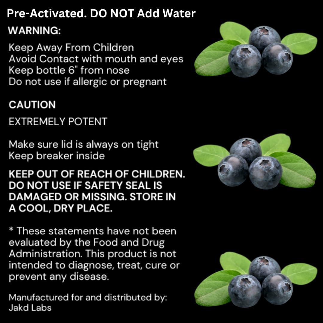 Jakd Labs Ammonia Smelling Salts for Athletic Performance & Powerlifting - Made in USA, Lab Tested Dry Activated Inhalant (Blueberry Pie Scent)