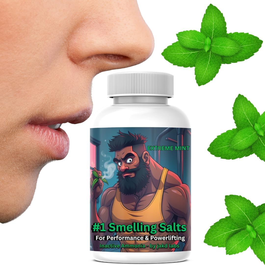 Jakd Labs Ammonia Smelling Salts for Athletic Performance & Powerlifting - Lab Tested Dry Activated Inhalant - Made in USA - Water Mint Scent
