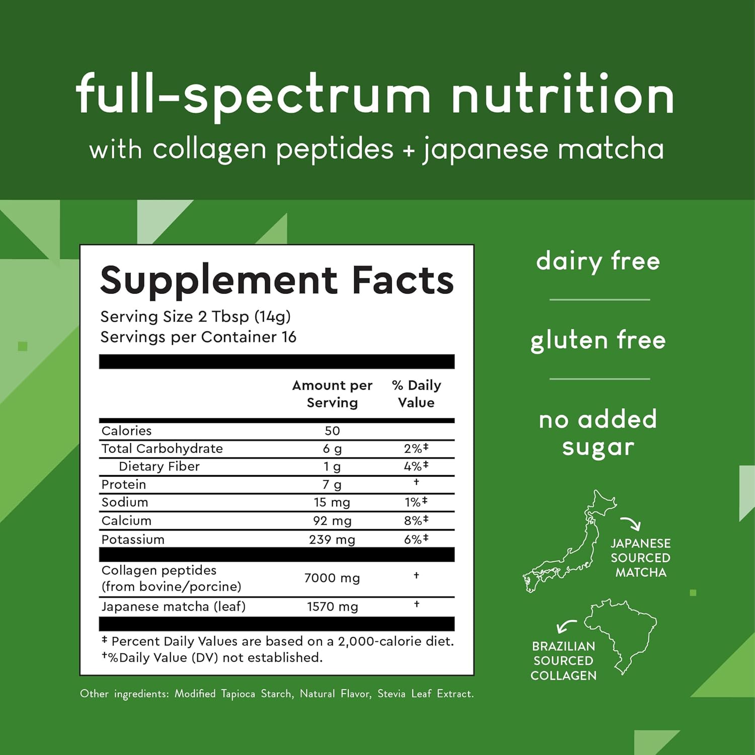 Japanese Matcha Green Tea Collagen Peptides Powder for Gut Health, Joint Support, Energy Boost, Hair Skin & Nails - Gluten Free, Keto, Paleo - Non GMO (8oz)