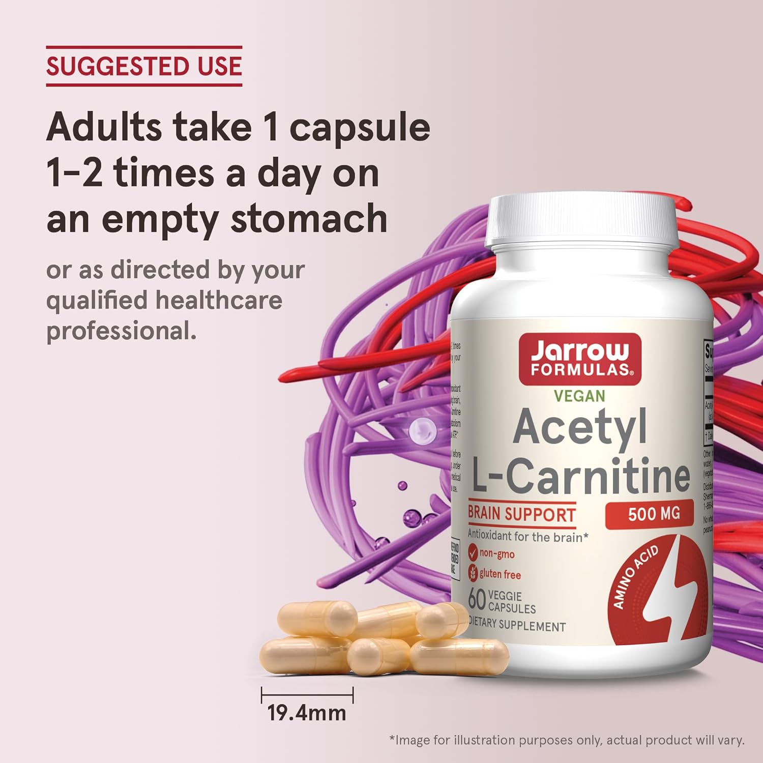 Jarrow Formulas Acetyl L-Carnitine 500mg Veggie Capsules - Brain Health and Antioxidants Supplement - 720 Day Supply (12 Pack)