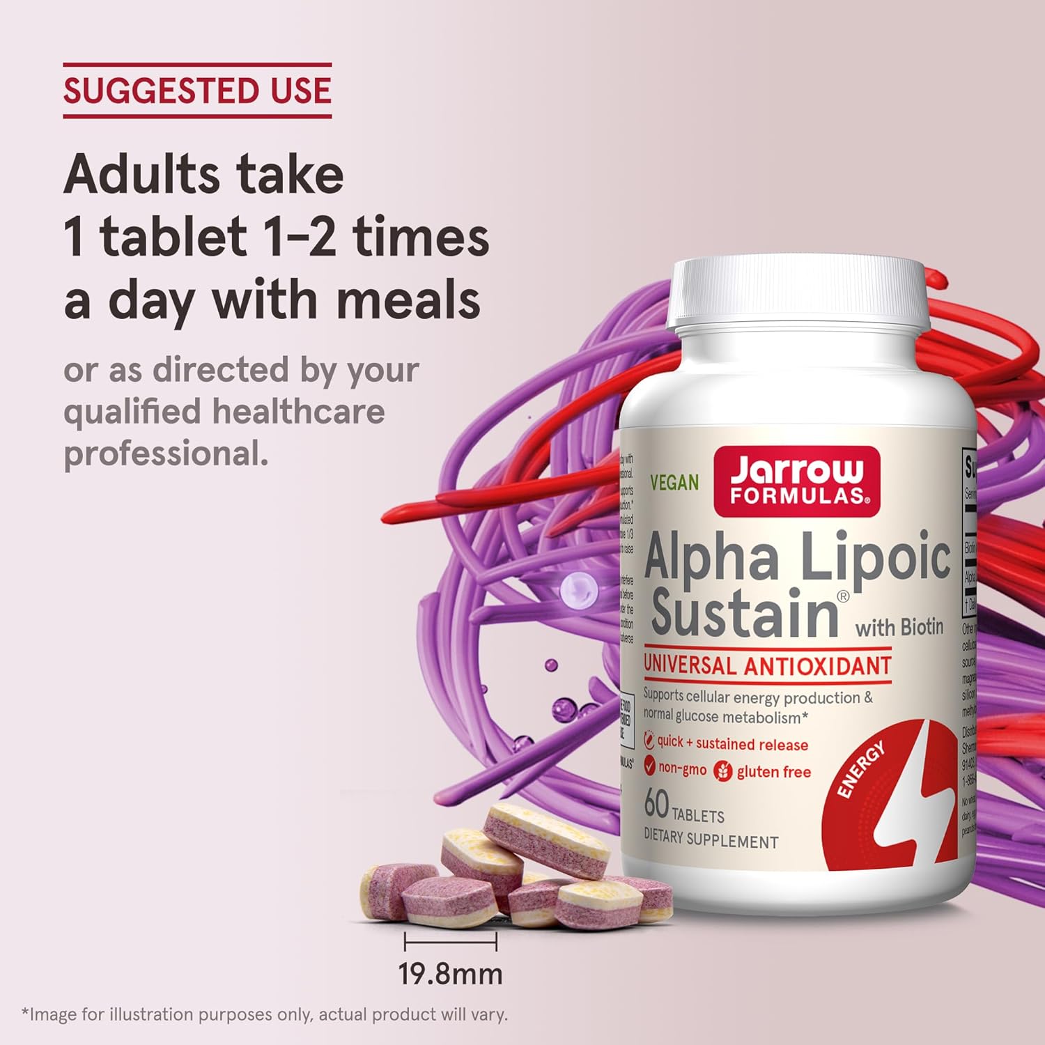 Jarrow Formulas Alpha Lipoic Sustain with Biotin - 300mg Universal Antioxidant Dietary Supplement - 60 Vegan Tablets - 60 Day Supply