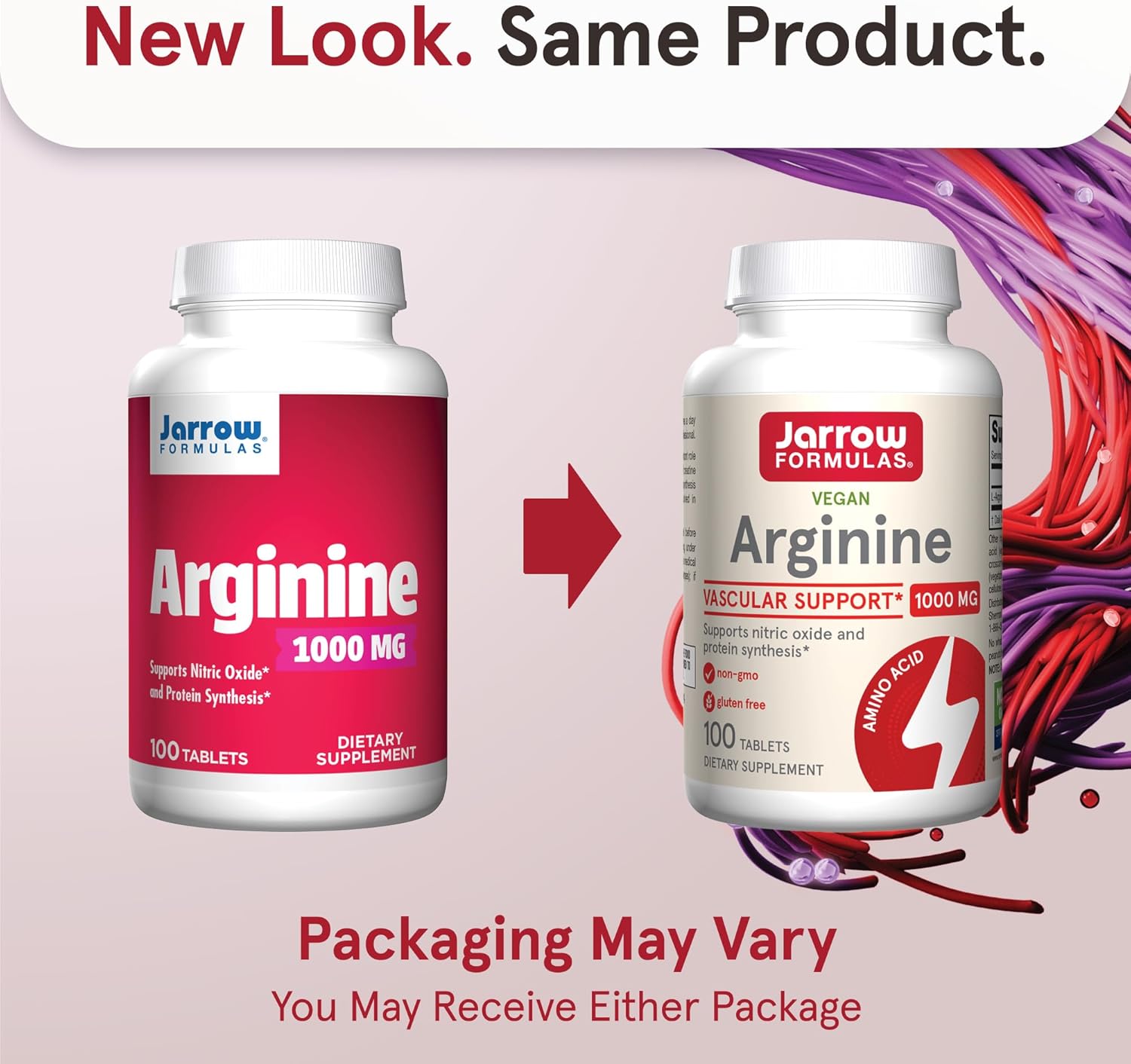 Jarrow Formulas Arginine 1000mg Tablets for Nitric Oxide & Protein Synthesis, 100 Day Supply