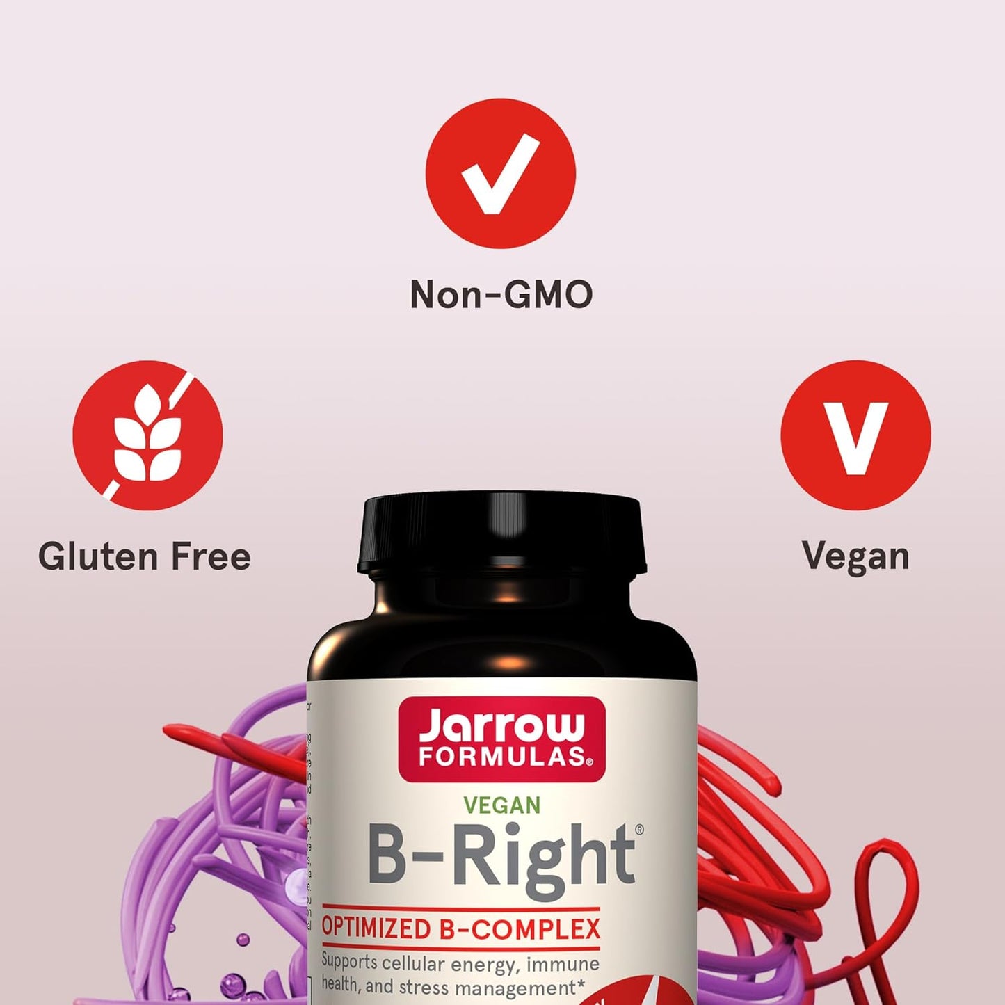 Jarrow Formulas B-Right B Complex with Vitamin B1, B2, B5, B6, B12, and B9 for Energy, Immune Health, and Stress, 1200 Veggie Caps - 1200 Day Supply